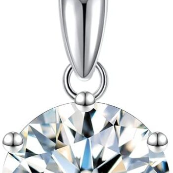 Moissanite Pendant Necklace for Women, 1-5CT 925 Sterling Silver D Color Necklace with Certificate of Authenticity