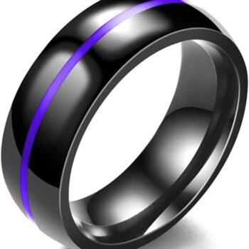 8MM Classical Black Stainless Steel Ring Plain Wedding Band