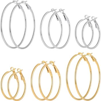 Gold/Silver-Plated Stainless Steel Hoop Earrings