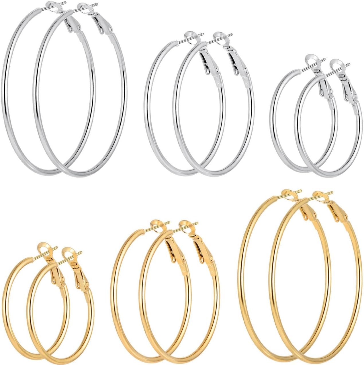 Gold/Silver-Plated Stainless Steel Hoop Earrings