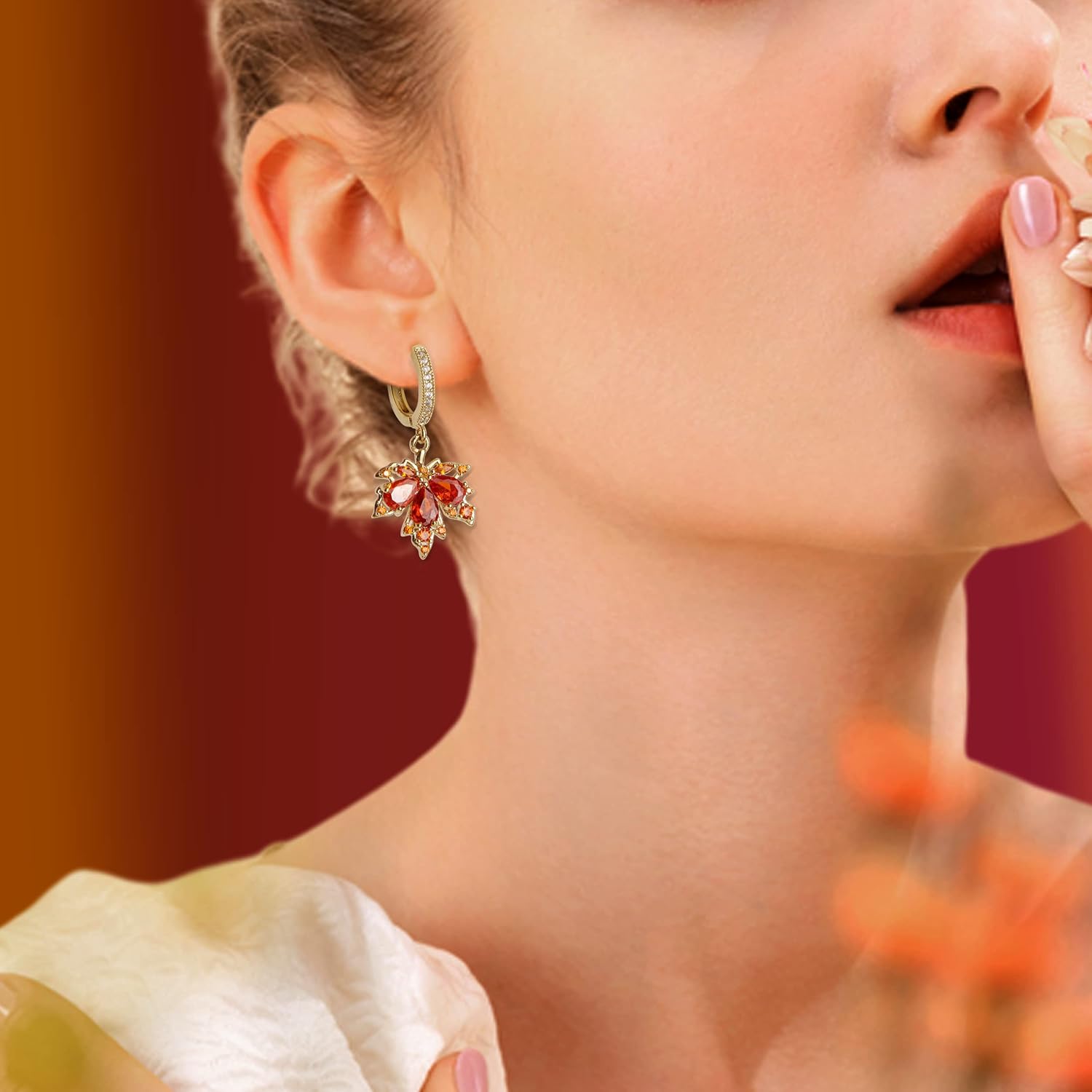 Women's Small Hoop & Diamond-Accented Drop Earrings