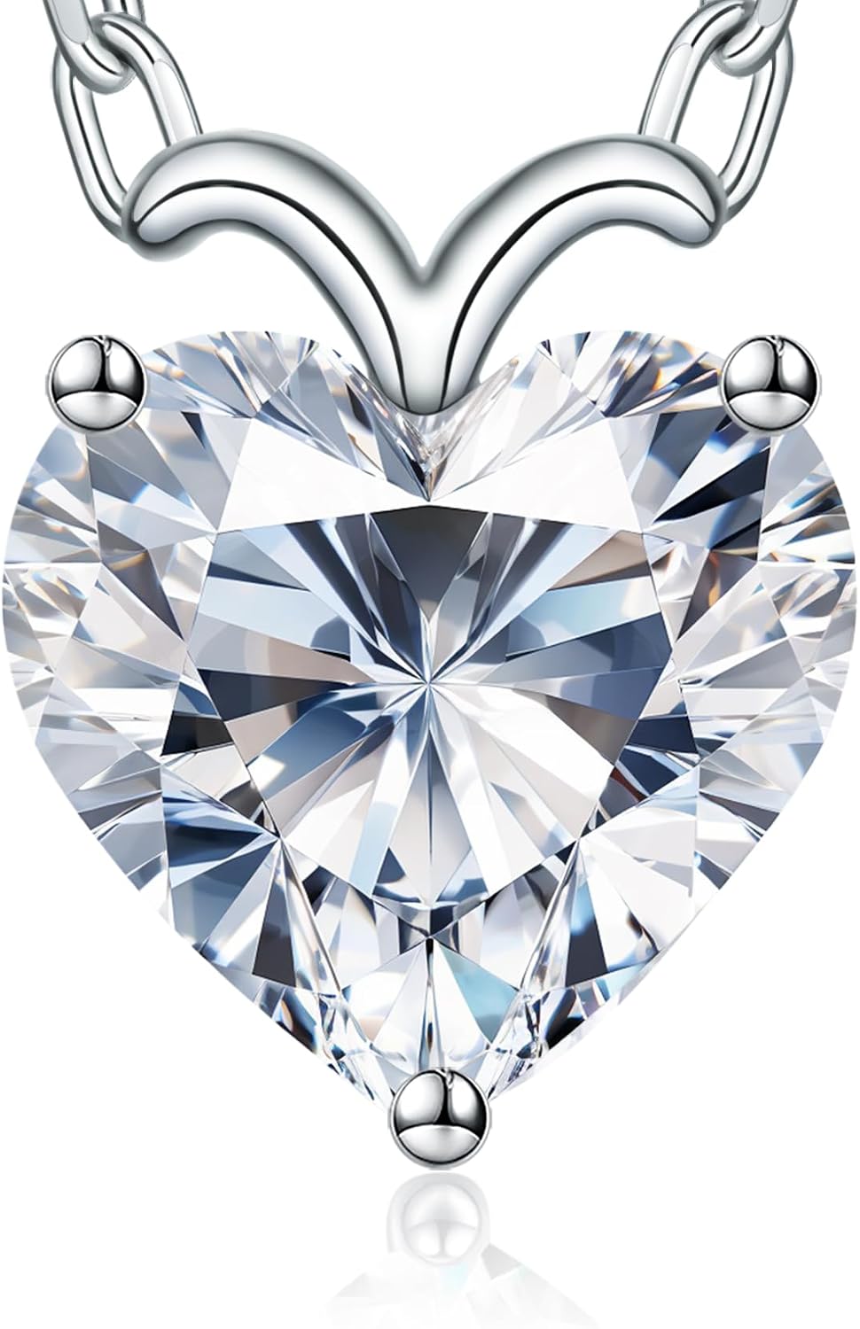 Heart Necklaces for Women, 4-2 Carats Heartshap Moissanite, Silver Pendant Jewelry, Anniversary Birthday Gifts for Wife, Girlfriend, Daughter, Mom