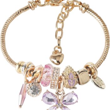 Charm Bracelets for teen girls exquisite cute cartoon frienhip bracelet Gold Stainless Steel Bangle birthday Gift box Adjustable little girls ki  holiday gifts