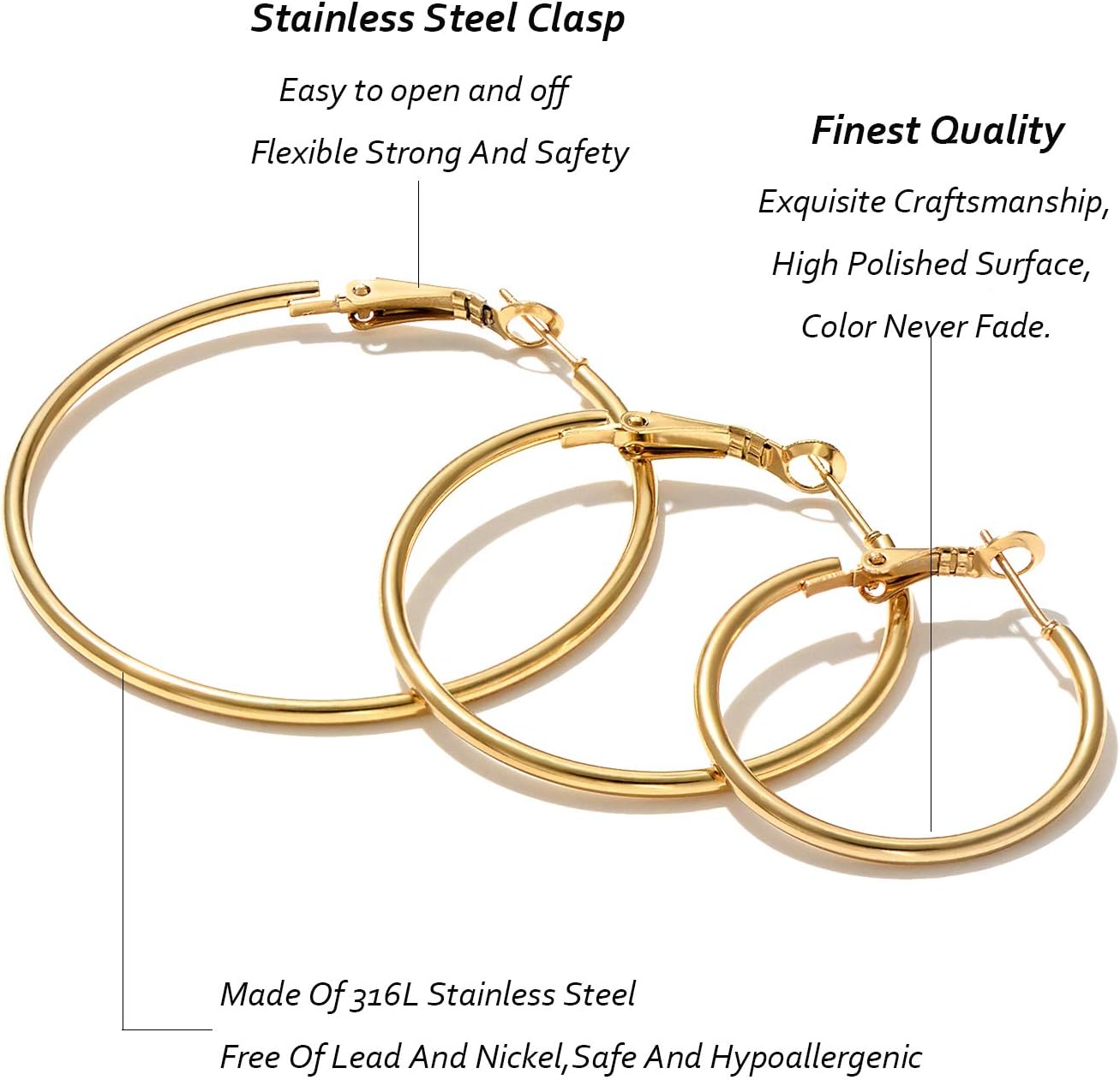 Gold/Silver-Plated Stainless Steel Hoop Earrings